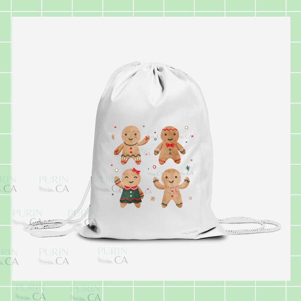 Tote bag Kanvas Natal Gambar NUTCRACKERS / GINGERBREAD CHRISTMAS Lucu