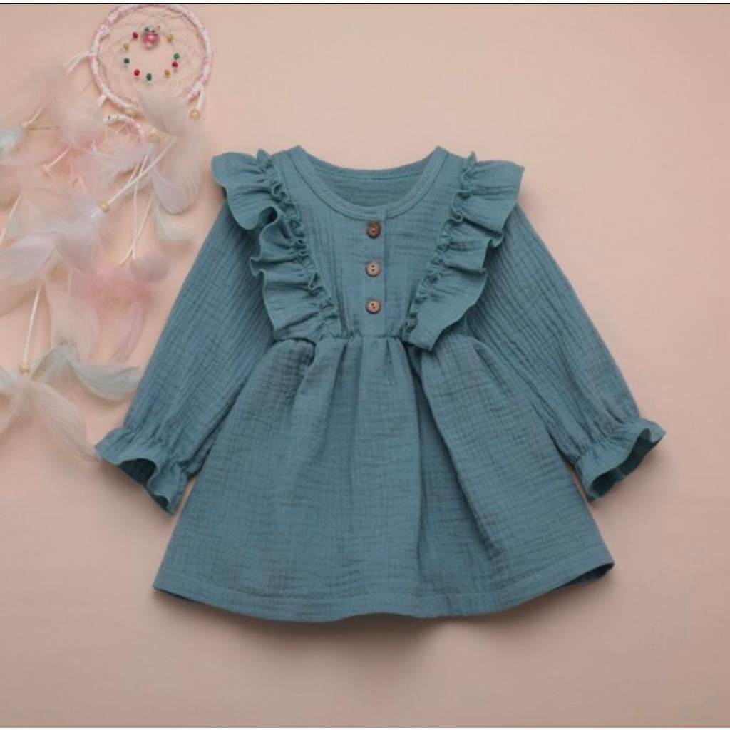 TokoMilkan Dress anak Perempuan Adhea Kids | Baju Anak Cringkle Usia 1 - 5 Tahun