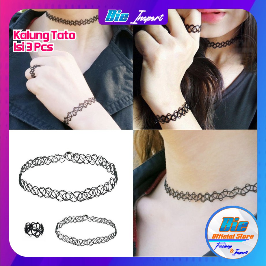 isi 3 Pcs Kalung Gelang Tatto Etnik Premium Impor Best Seller