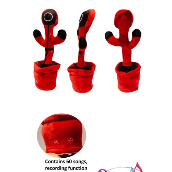 Boneka Squid Game Japan Boneka Tinju / Cactus Toy Boneka Pintar Kaktus Joget Joged Goyang Bisa Ngomong Rekam Bicara Menari Dancing Boneka Tinju