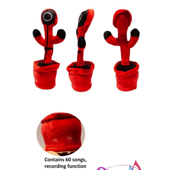 Squid Game Japan Cactus Toy Chager USB Boneka Pintar Kaktus Joget Goyang Ngomong Rekam Bicara Menari Mainan Tinju Kesakitan Kado Anak BONEKA ANTI STRESS Punch Me Boneka