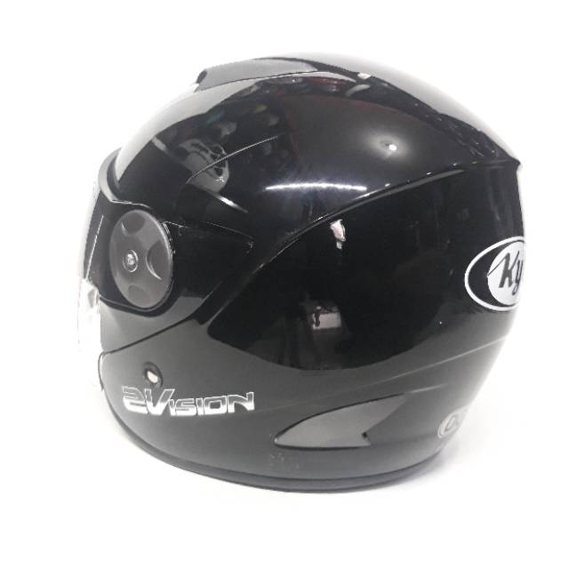 Helm KYT 2 VISION HITAM METALIC Glossy Paket Ganteng