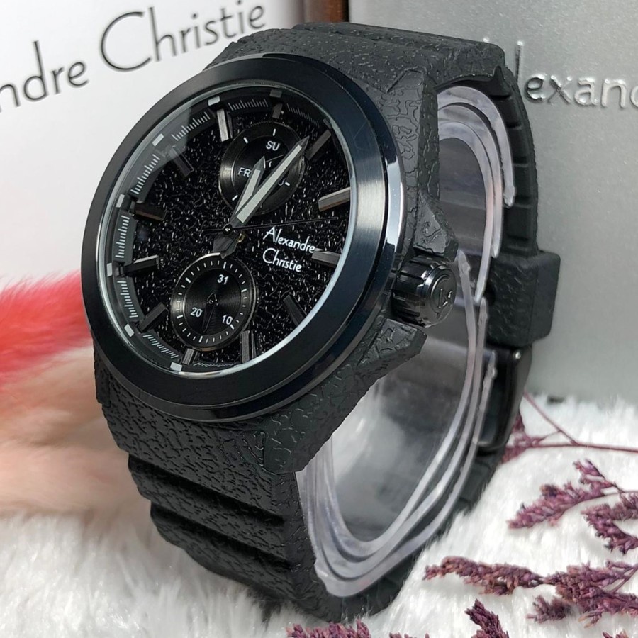 ORIGINAL Jam Tangan Pria Alexandre Christie AC 6585 / AC6585 / 6585 Garansi Resmi 1 Tahun, Rubber