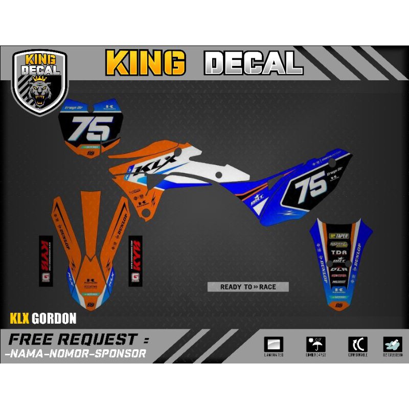 DECAL KLX GORDON DECAL GORDON FULL BODY (BISA COD) FREE REQUEST NOMOR NAMA WARNA