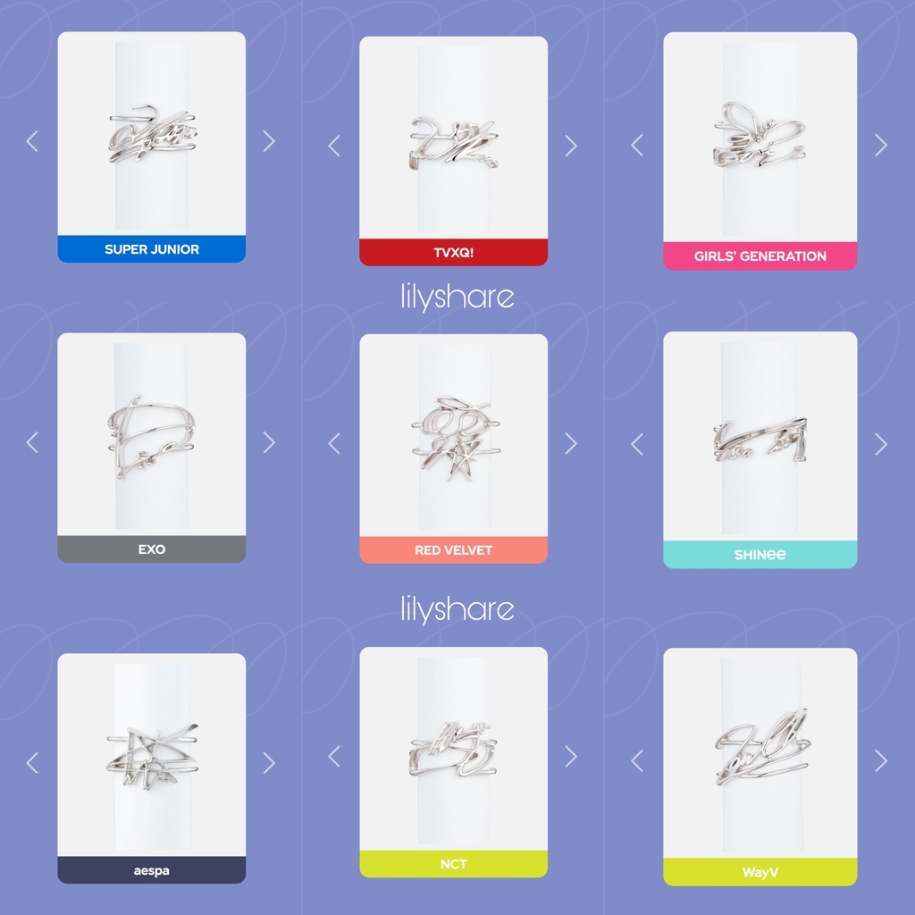 SM ARTIST SIGNATURE RING SHINee / EXO / Red Velvet / SNSD / AESPA / NCT / WAYV