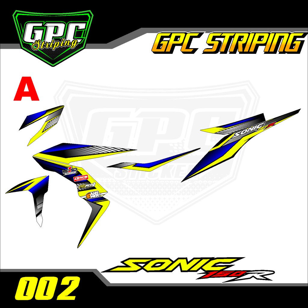 Sticker Striping sonic merah putih hitam -decal Stiker setriping Variasi List Motor GPC-002
