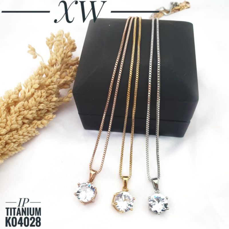 Kalung Titanium Zircon 10mm K04028