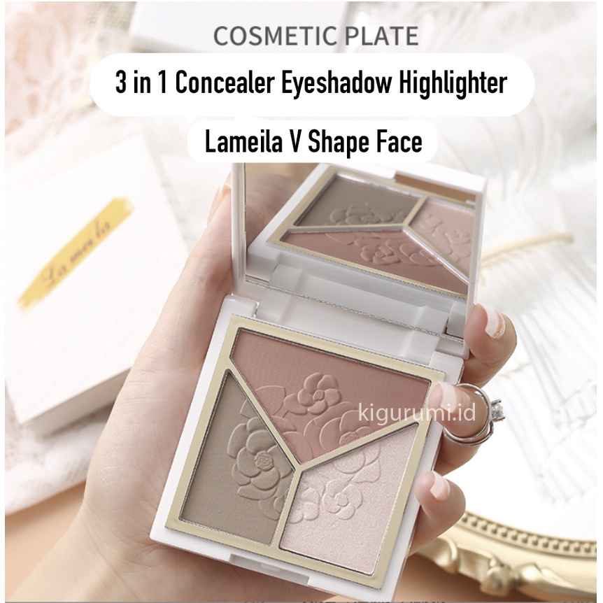 LAMEILA 3 in 1 Cosmetic Plate Eyeshadow Highlighter Concealer Membuat Bentuk Wajah Sesuai Yang Di Inginkan Corrector LA114