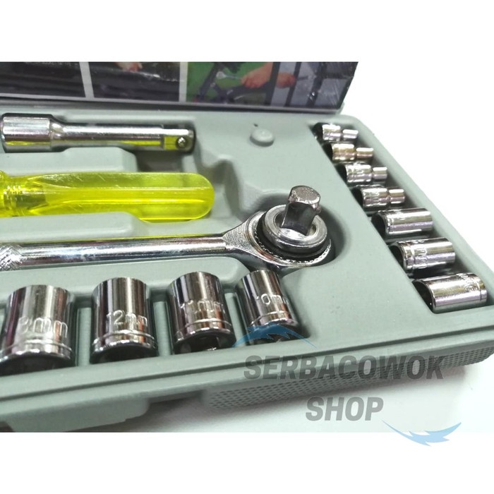 KTP Kunci Sok 21 Pcs Kunci Sock Shock Set 4-19 mm Socket Wrench 21 Pcs Termurah Berkualitas