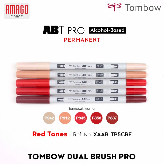 TOMBOW Dual Brush Pen ABT PRO - RED TONES - 5 packs - XAAB-TP5RE