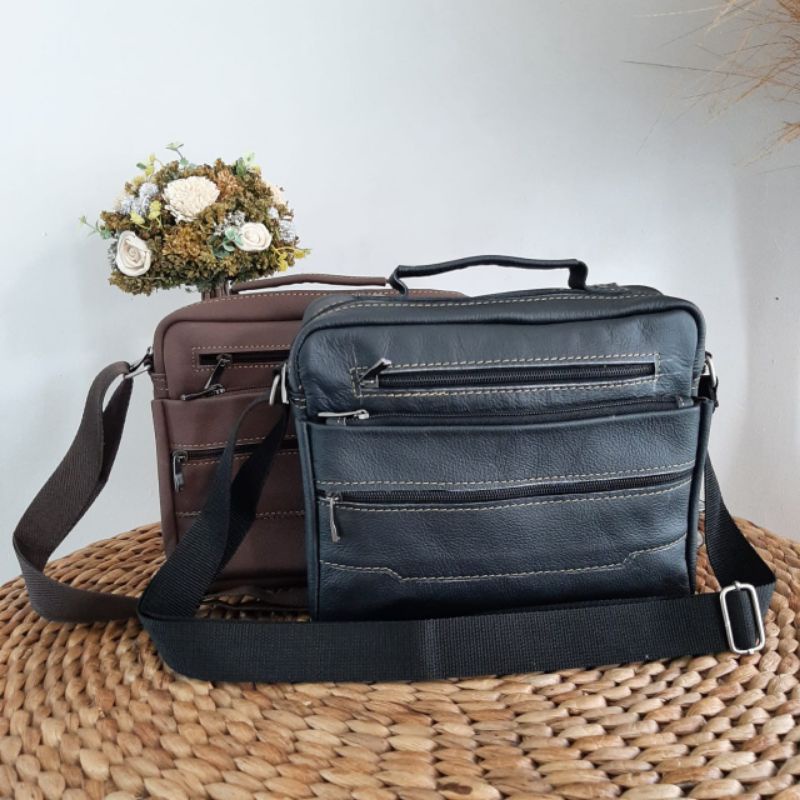 Tas laptop kulit asli murah tas selempang kulit tas selendang pria tas selempang berbaring