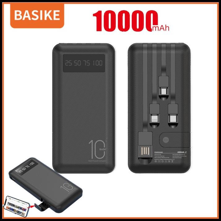 Powerbank 10000Mah Basike Asli Dengan Kabel Isi Daya Semua Telepon