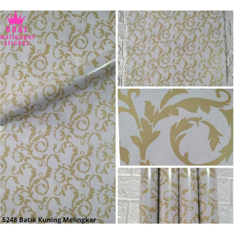 Wallpaper Sticker  5248 - Kuning Batik Melingkar  / Wallpaper New 2021 / Ukuran 9mx45cm