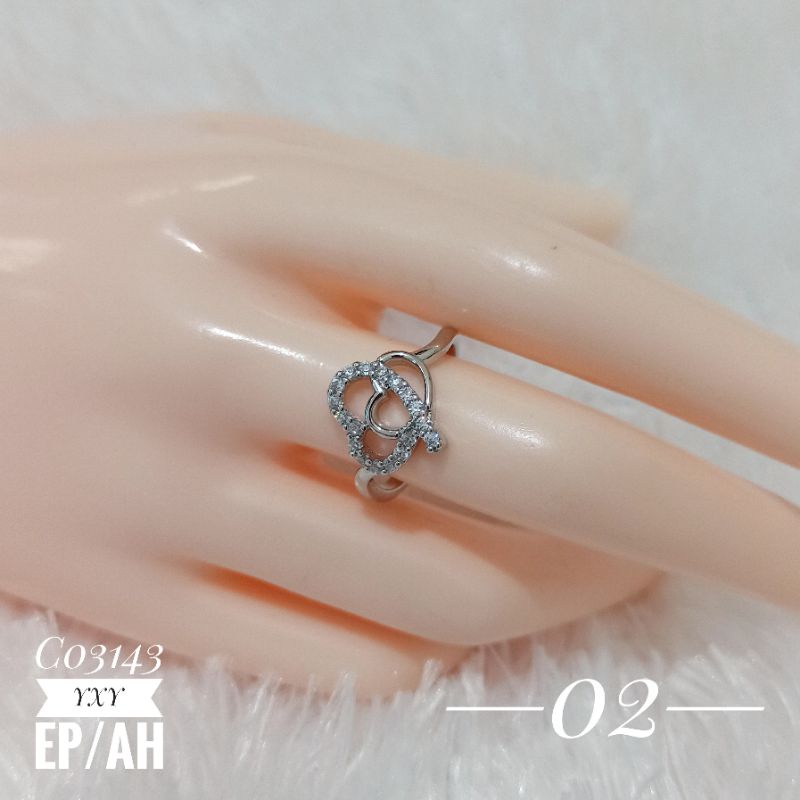 Cincin Yaxiya Zircon warna Silver C03143