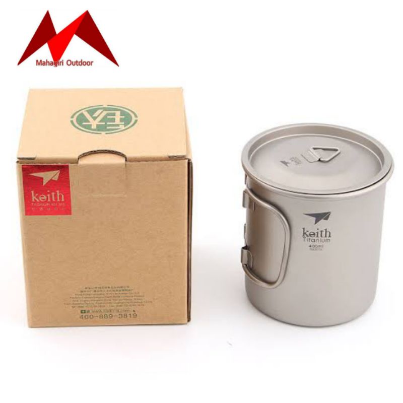 Keith titanium Ti3203 400ml mug with folding gelas cangkir ultralight