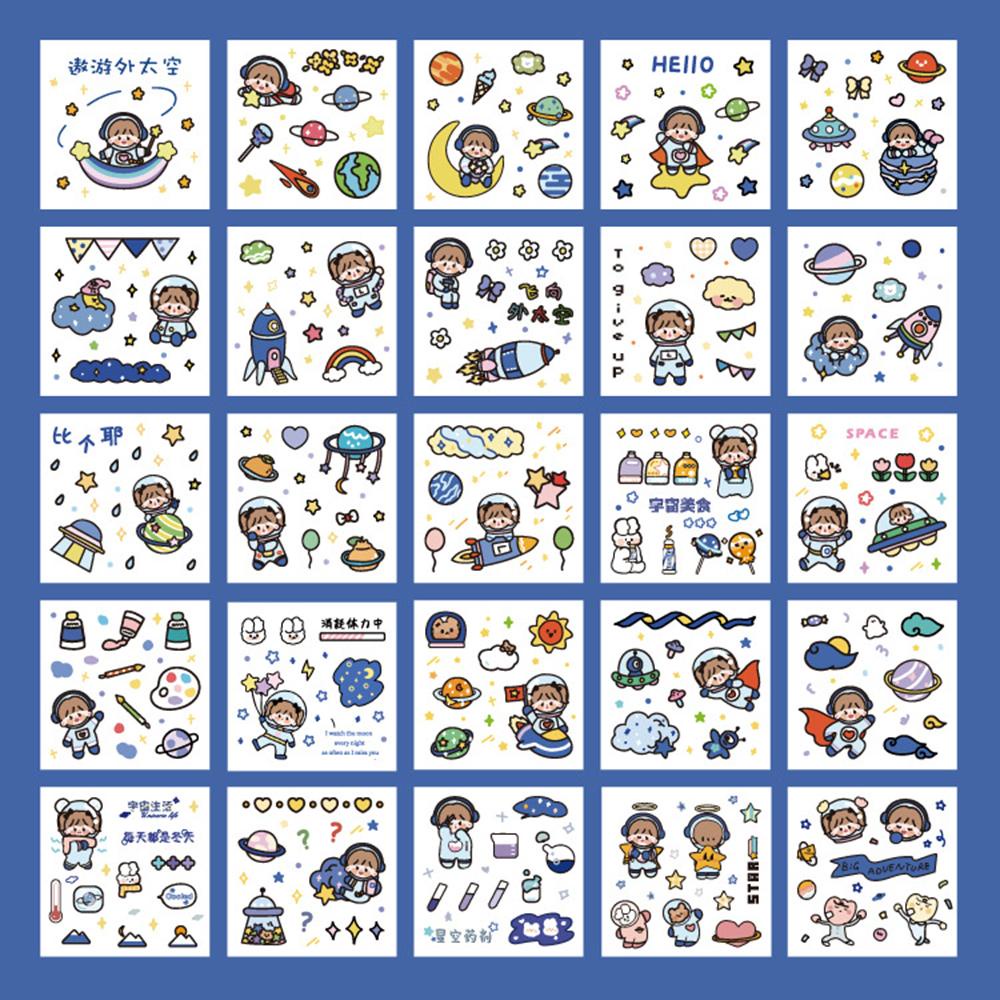 Lanfy Stiker Motif Astronot Kawaii Untuk Dekorasi Scrapbook / Album Foto / Diary DIY