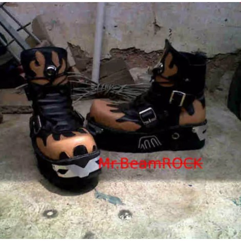 Sepatu Rocker Boot Hitam 2 Gesper Model Tinggi | Boots Pria Underground