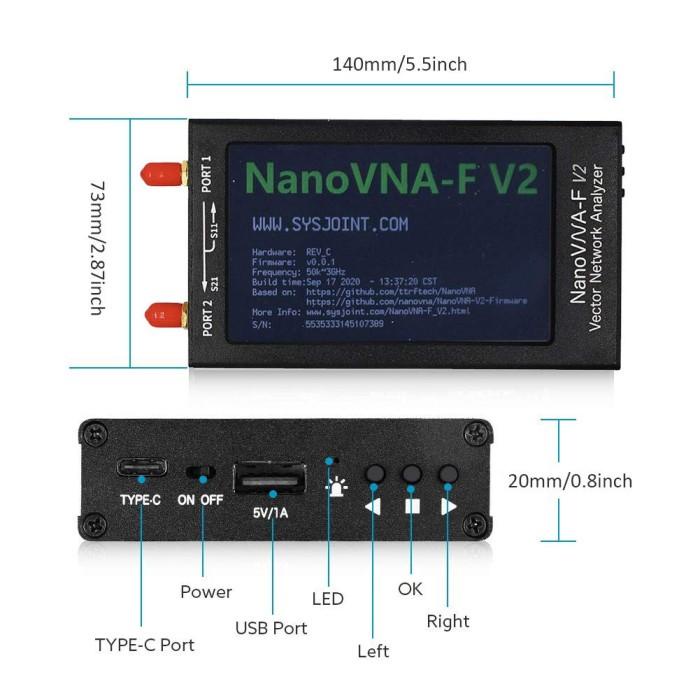 NanoVNA-F V2 50KHz-3GHz Vector Network Analyzer Nano VNA F SWR Antena