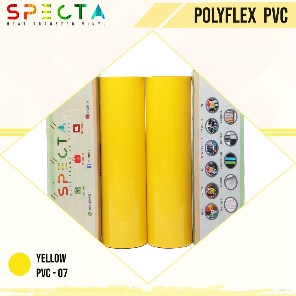 SPECTAFLEX POLYFLEX KOREA PVC-7 ROLL YELLOW HTV VINYL - PVC HTV KUNING