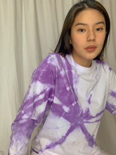  Kaos  Tie  dye  lengan  panjang  white base with sollar 