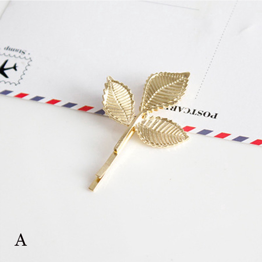 Retro Golden Leaves Hairpin Woman Fashion Hair Clip Side Clip Hair Accessories