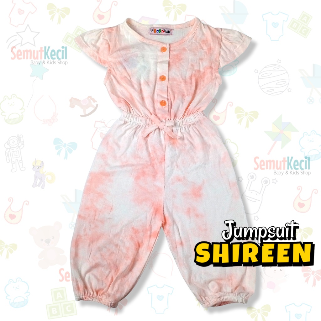 SHIREEN 0-2,5 THN JUMPSUIT ANAK BAYI PEREMPUAN Jamsuit Jumsuit Panjang Kaos Baju Anak Bayi Baby Girl Bobo Kids-2B DyePeachWhite