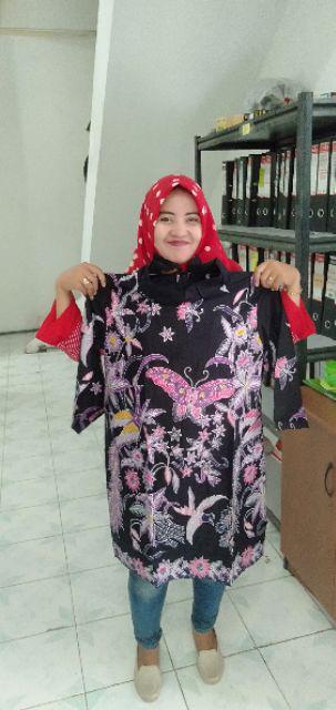 Batik Tunik Gloria Black Pakaian Kondangan Etnic Motif Kupu Kembang Exclusive