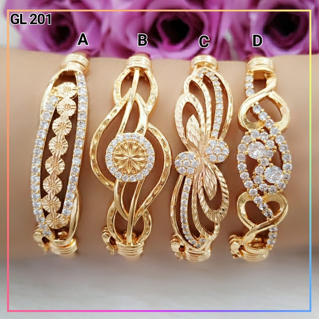 Gelang xuping gelang dewasa bangle wanita terbaru bunga permata zirkon perhiasan lapis emas gold GL 201