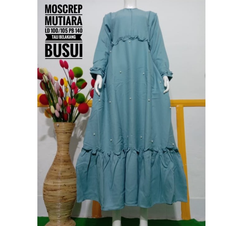 Gamis zee zee mutiara wollycrepe rempel busui umbrella busana muslim lebaran sale baju wanita syari