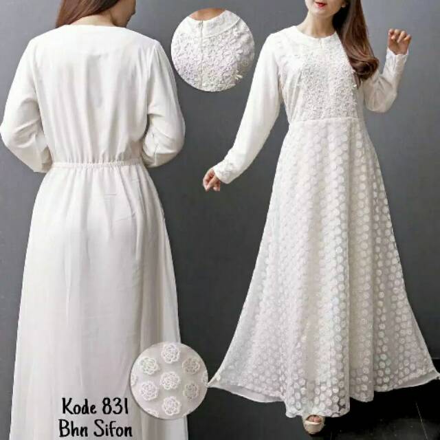 Baju gamis Wanita / Gamis Putih Wanita / Busana Muslim Wanita  / Gamis Umroh / Gamis Hari raya