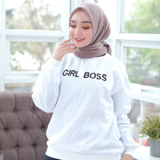 GIRL BOSS SWEATER WANITA - CREWNECK TEBAL TERLARIS