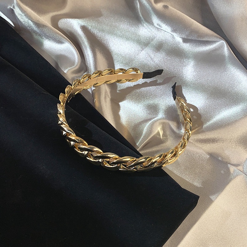 Headband Bahan Akrilik Model Rantai Kepang Untuk Wanita