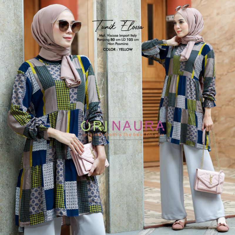 {} Tunik Panjang Kotak Kotak ELOSSA