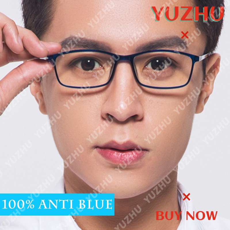 (YUZHU) Bayar di Tempat Korean Design Retro Small Square Kacamata Wanita/Pria  100% Anti Blue Eyeglasses