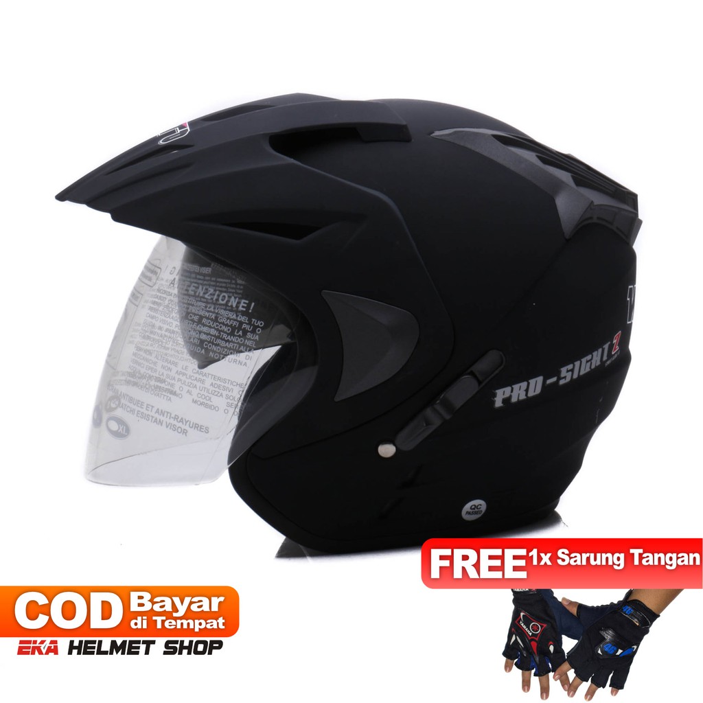 [Helm Dewasa] WTO Helmet Pro-Sight - Hitam Doff + Promo Gratis Sarung Tangan