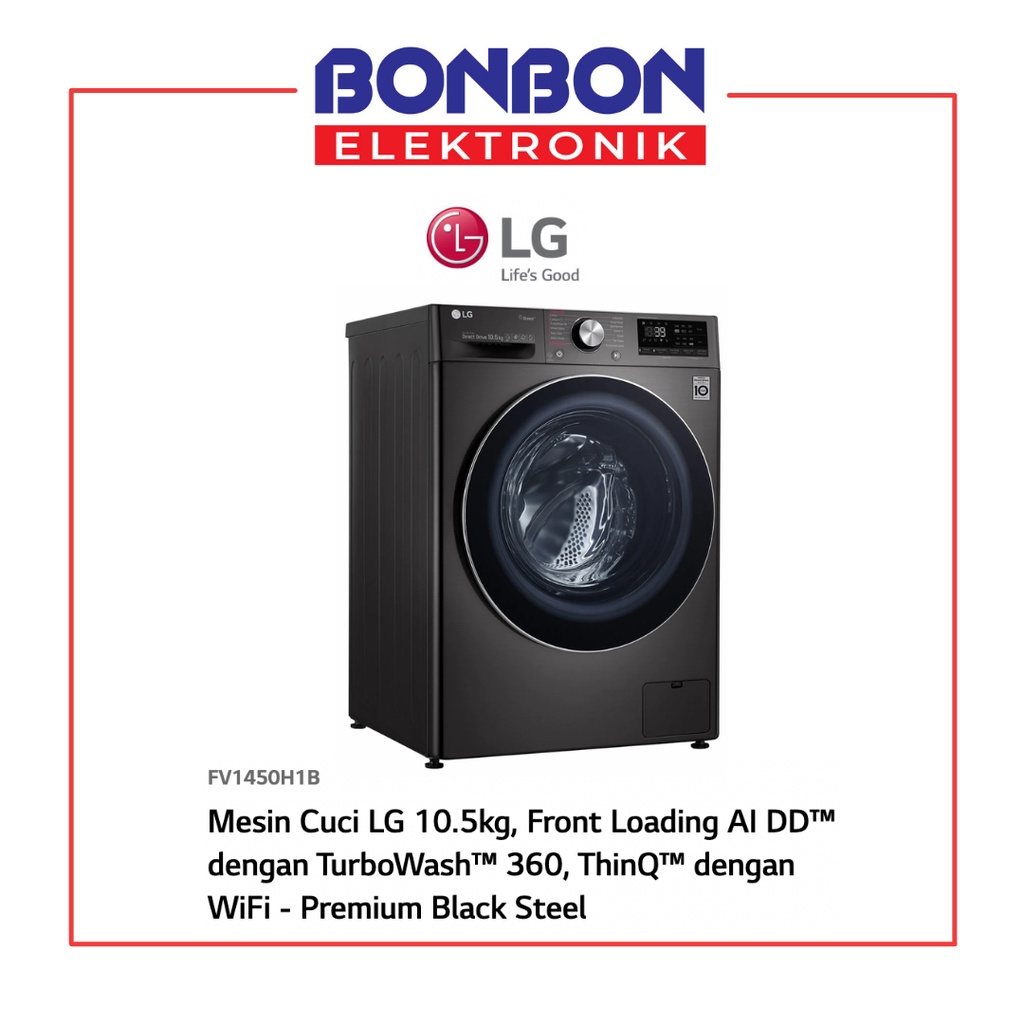 LG Mesin Cuci Front Loading 10.5KG Wash 7KG Dry FV1450H1B ThinQ Wifi