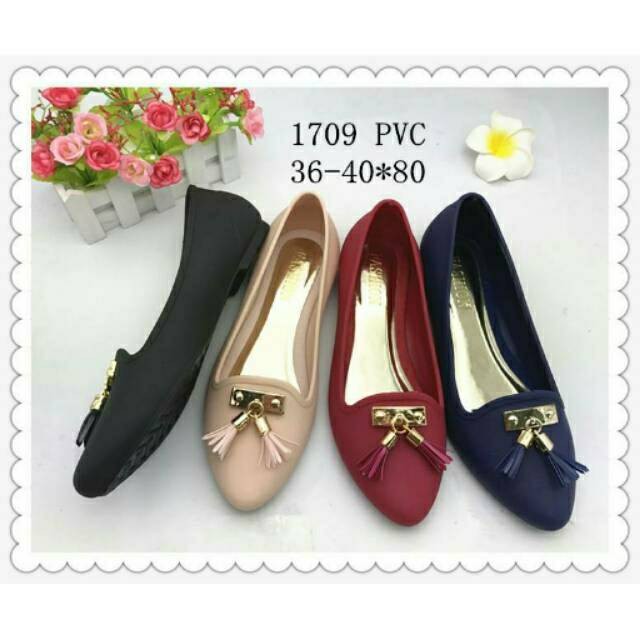 SEPATU FLAT WANITA IMPORT MURAH Basic SHoes Flip Flop Fladeo Hitam Nevada Emory Branded Part  1