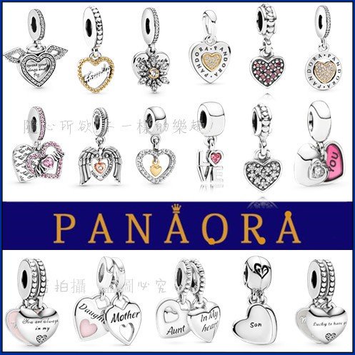 925 Perak Cincin Ganda Gelang Hati Jimat Liontin Gelang Manik Perak Murni Manik Longgar DIY Lubang B