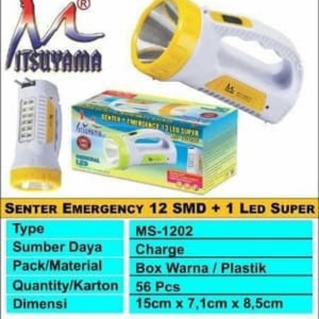 Senter LED dan Emergency Charger Lampu Darurat MITSUYAMA MS-1202