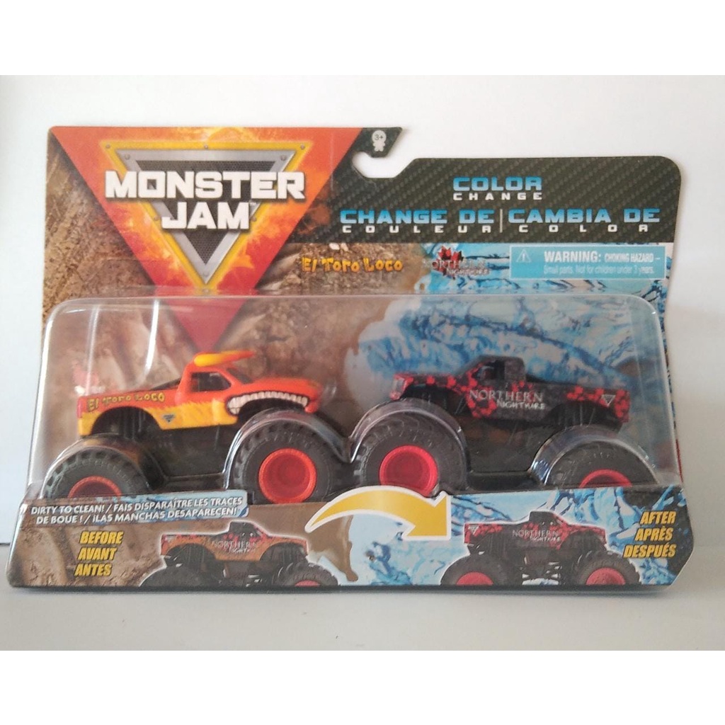 Diecast Monster Jam EL TORO LOCO x NORTHERN NIGHTMARE Color Change Scale 1/64 Double