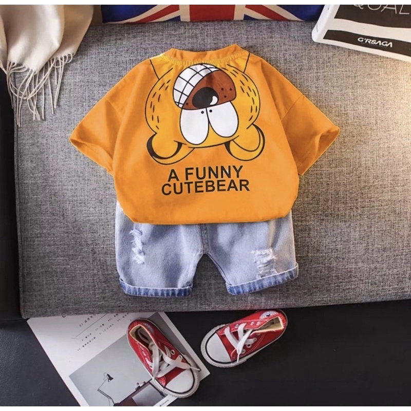 kaos dan celana levis anak setelan anak terbaru 1-5 tahun