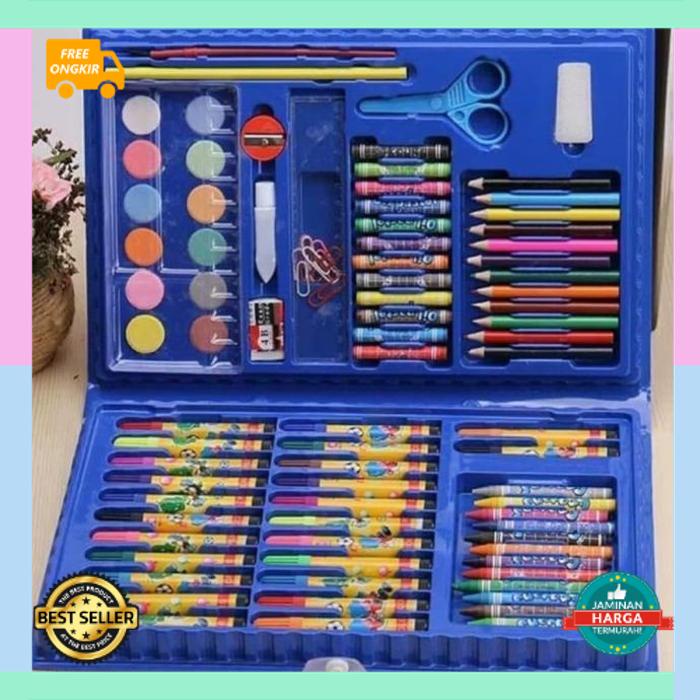 

BISA COD PAKET ALAT MENGGAMBAR LUKIS MEWARNAI KRAYON CRAYON SET 86PCS TERMURAH - Biru