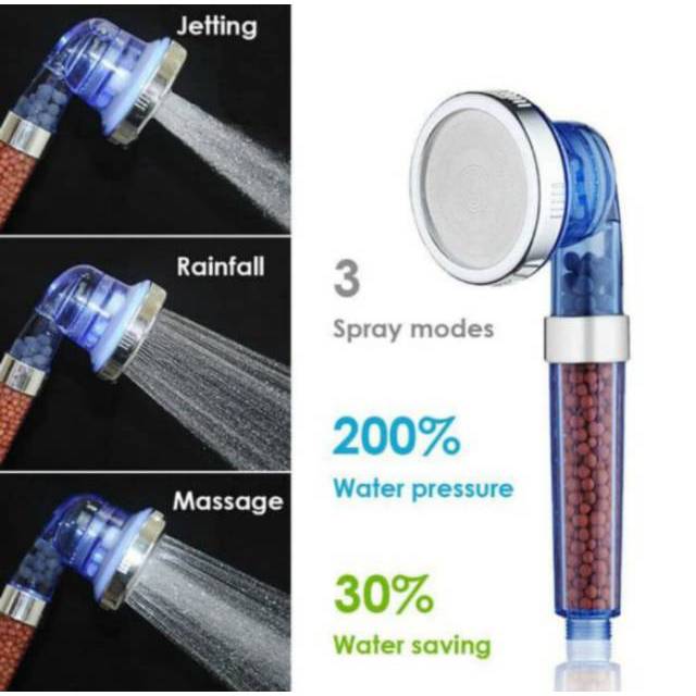 Kepala Shower Head Mandi Lon Spa Lonizer Healthy Crystal 3 Mode 3in1 Shower Head Kepala