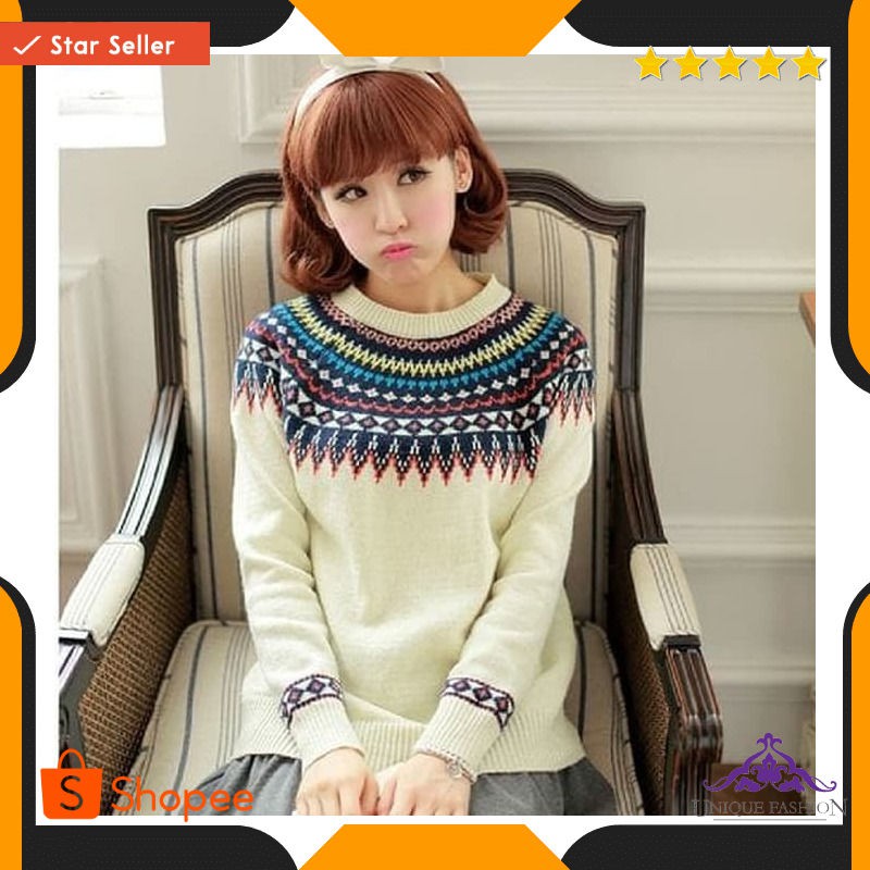 Sweater Lily Ro Sweater Wanita Rajut Putih