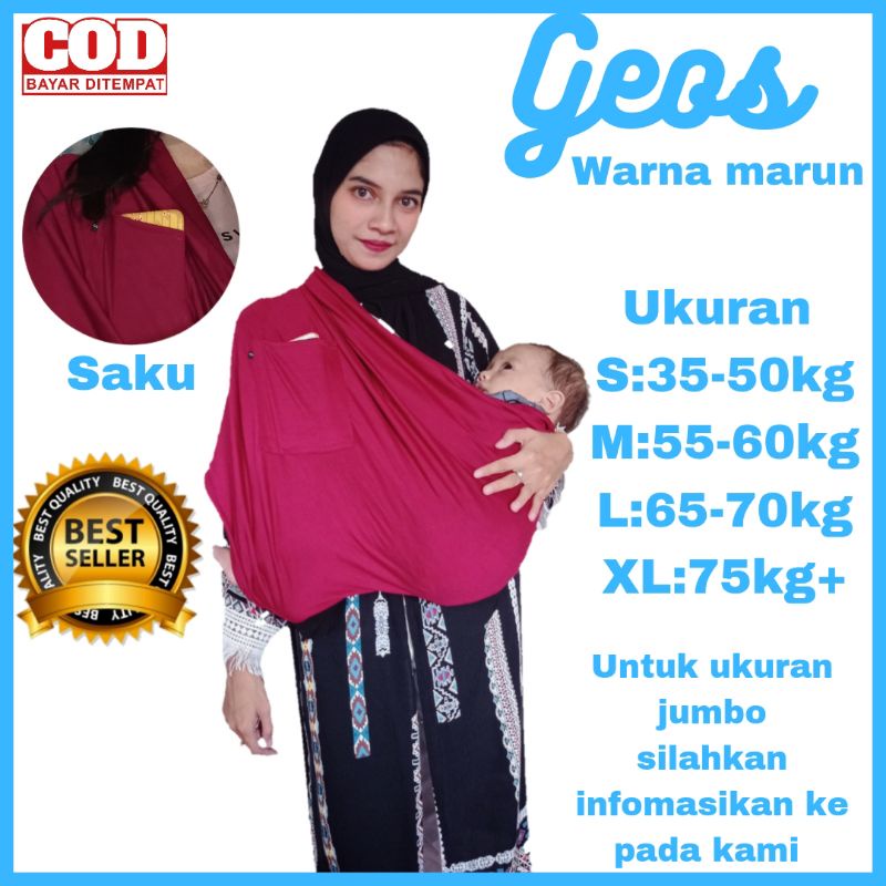 gendongan bayi samping geos gendongan instan  aisan bayi warna marun