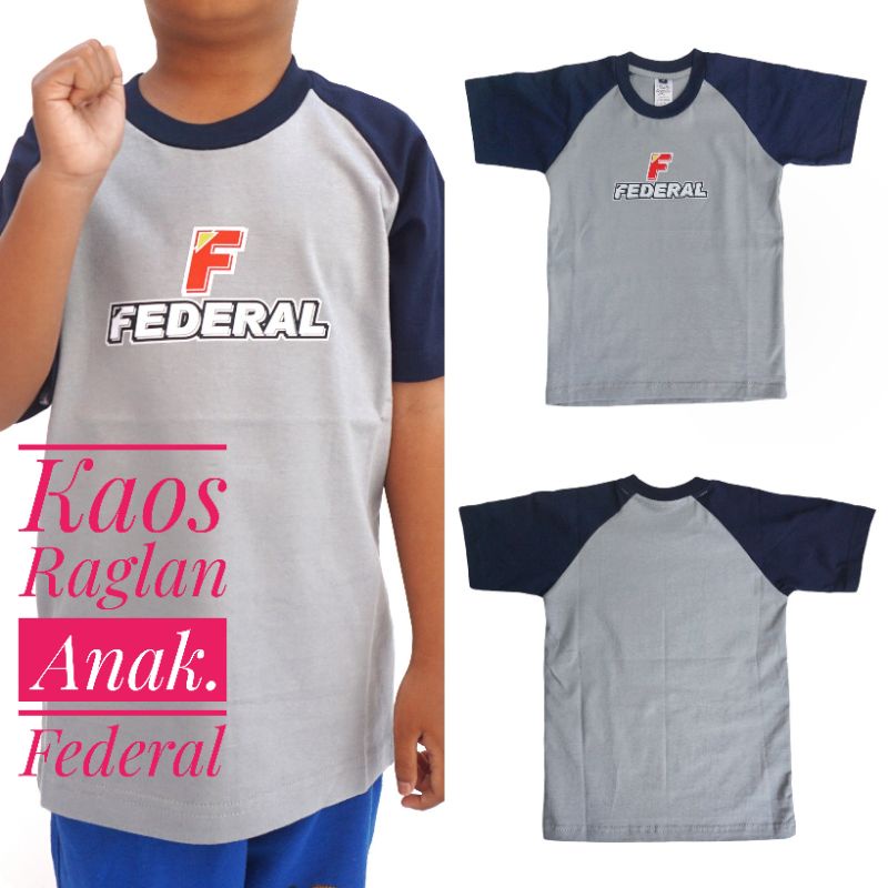 Kaos Raglan Anak Anak Federal Lengan Pendek