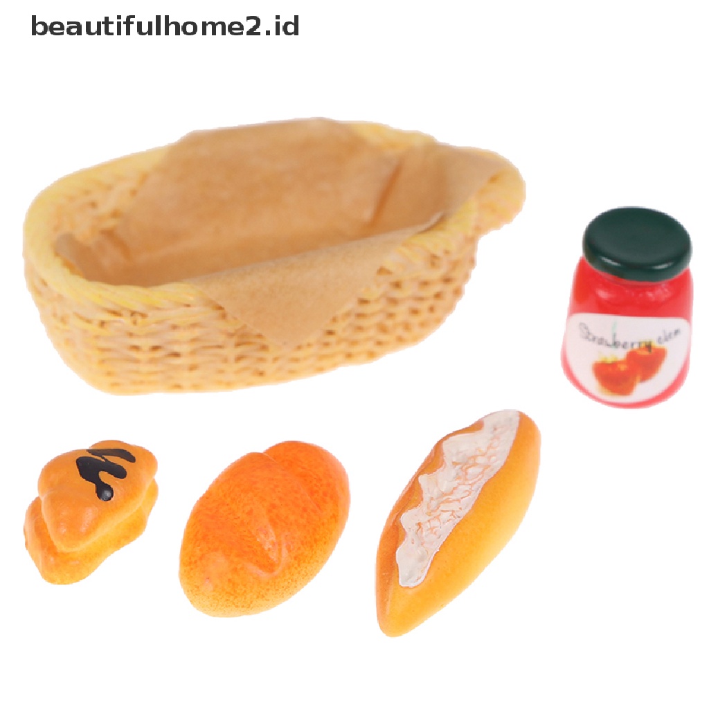 Beautifulhome2.id 1 Set Miniatur Keranjang Selai / Roti Aksesoris Rumah Boneka 1: 12