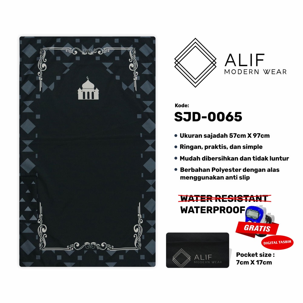 [GRATIS DIGITAL TASBIH] ALIF SAJADAH TRAVEL / SAKU / PORTABLE / WATERPROOF ( ALIF MODERN WEAR SJD-0065 )