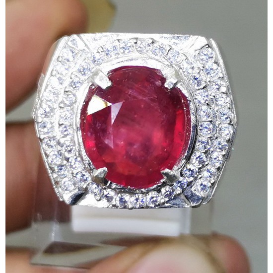 Batu Akik Asli Ruby Afrika Bagus Ring Perak