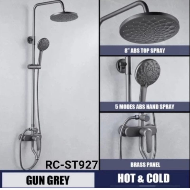 Shower Set Grey/Shower Coloum Abu Abu/Sower Mandi Panas dingin